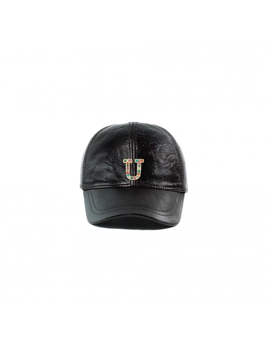 İsme Özel Kep Şapka - %100 Deri - AB01012 - Koyu Kahverengi