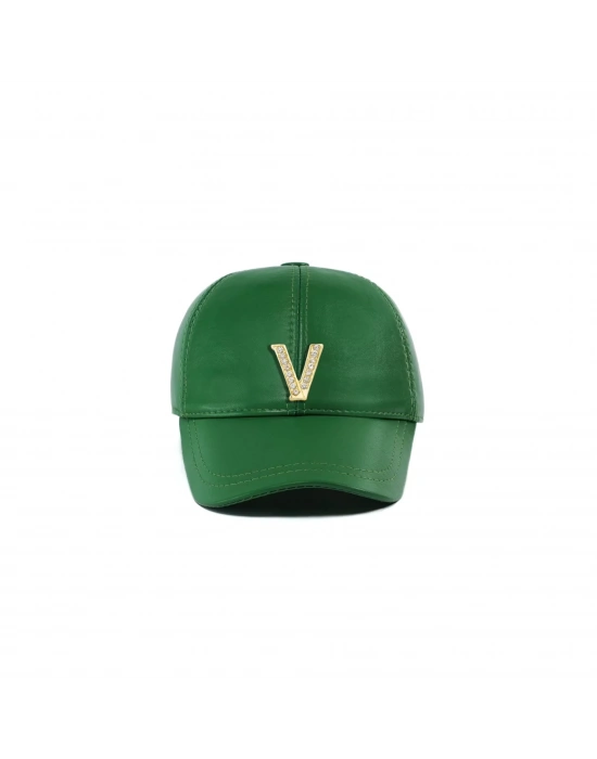 İsme Özel Kep Şapka - %100 Deri - AB01012 - Yeşil