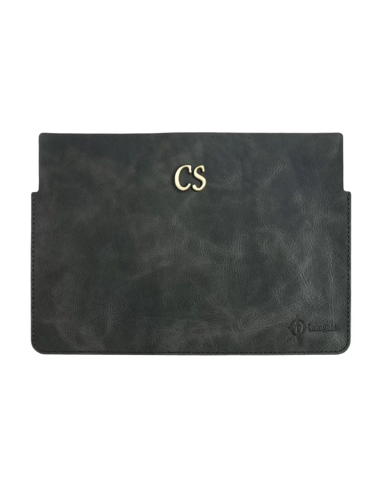 İsme Özel Macbook Kılıfı - %100 Rainbow Deri - ET02002 - Antrasit