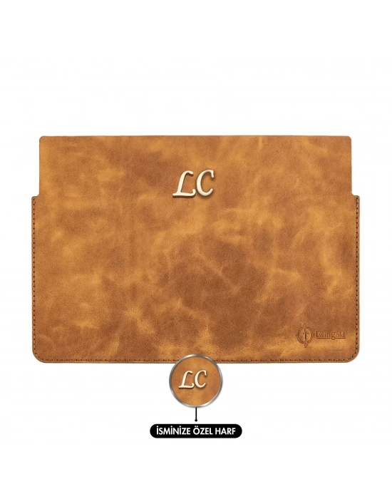 İsme Özel Macbook Kılıfı - %100 Rainbow Deri - ET02002 - Camel
