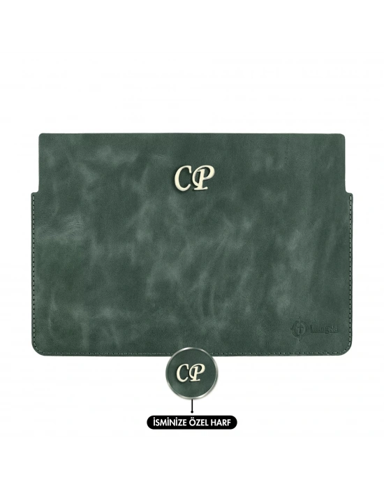 İsme Özel Macbook Kılıfı - %100 Rainbow Deri - ET02002 - Haki