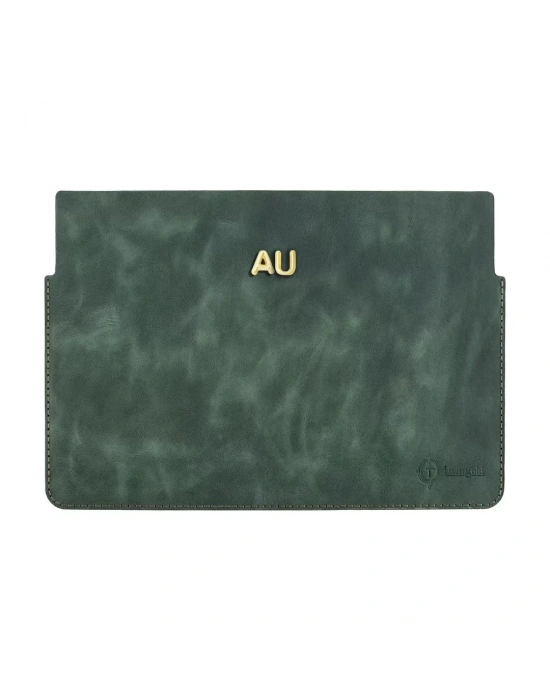 İsme Özel Macbook Kılıfı - %100 Rainbow Deri - ET02002 - Haki