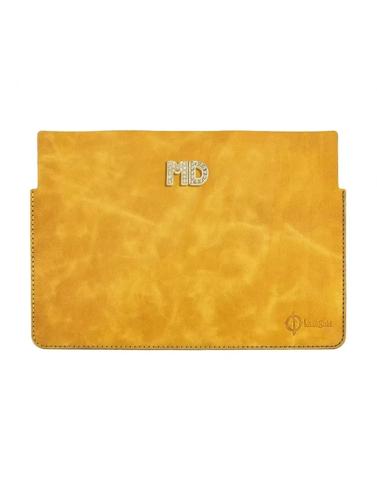 İsme Özel Macbook Kılıfı - %100 Rainbow Deri - ET02002 - Hardal Sarısı