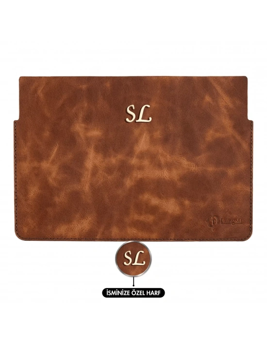 İsme Özel Macbook Kılıfı - %100 Rainbow Deri - ET02002 - Kahverengi