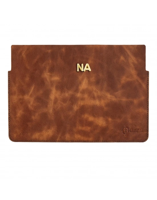 İsme Özel Macbook Kılıfı - %100 Rainbow Deri - ET02002 - Kahverengi