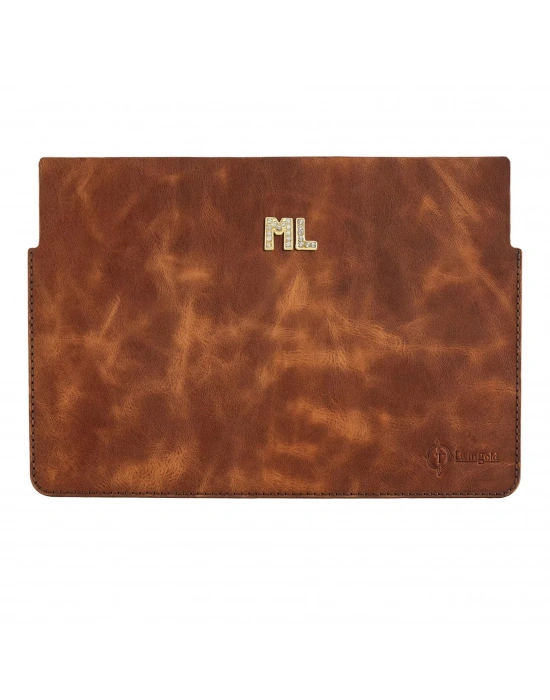 İsme Özel Macbook Kılıfı - %100 Rainbow Deri - ET02002 - Kahverengi