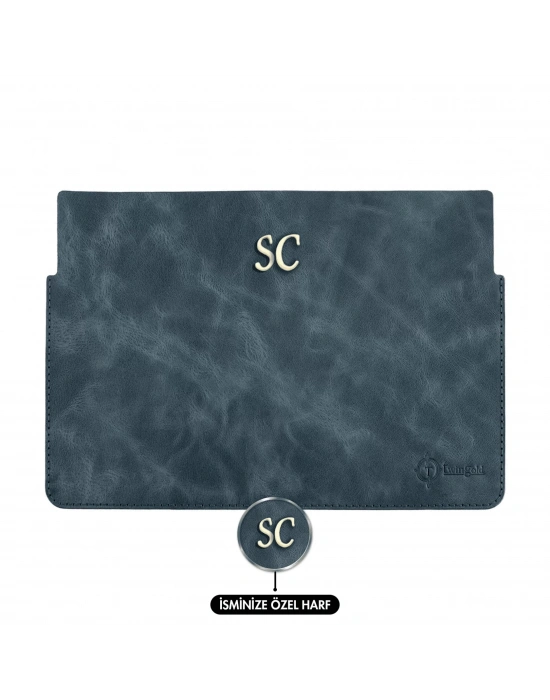 İsme Özel Macbook Kılıfı - %100 Rainbow Deri - ET02002 - Lacivert