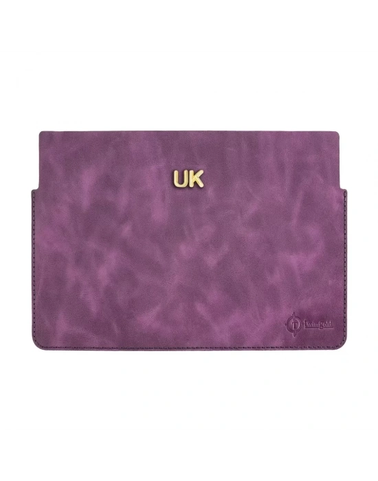 İsme Özel Macbook Kılıfı - %100 Rainbow Deri - ET02002 - Mor