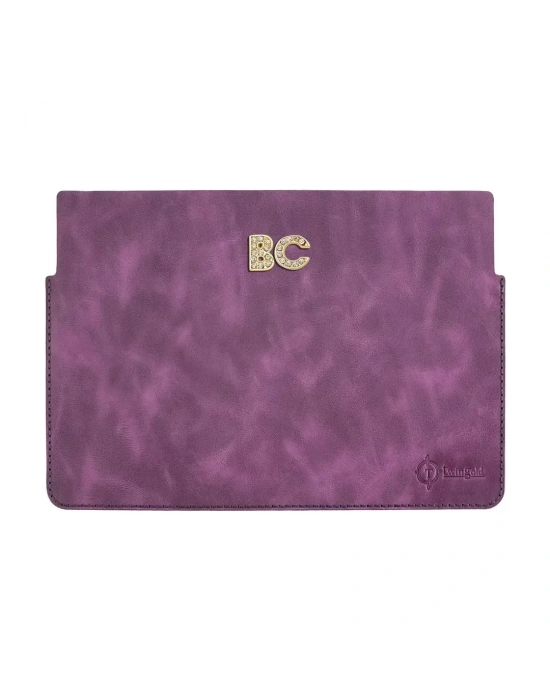 İsme Özel Macbook Kılıfı - %100 Rainbow Deri - ET02002 - Mor