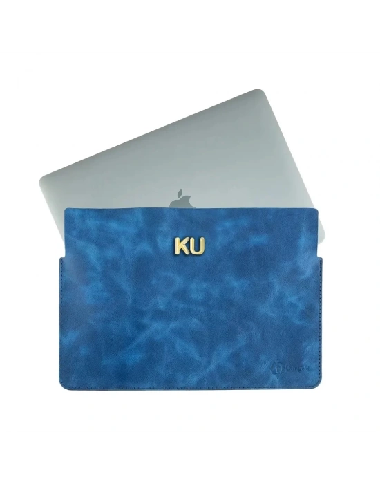 İsme Özel Macbook Kılıfı - %100 Rainbow Deri - ET02002 - Saks Mavisi