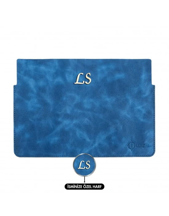 İsme Özel Macbook Kılıfı - %100 Rainbow Deri - ET02002 - Saks Mavisi