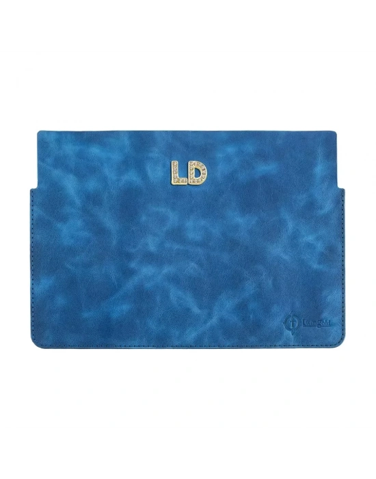 İsme Özel Macbook Kılıfı - %100 Rainbow Deri - ET02002 - Saks Mavisi