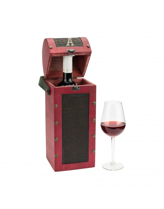 İsme Özel Oval Kapaklı Tekli Şaraplık - HH06004 - Bordo