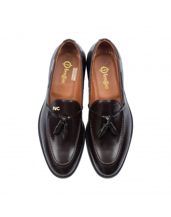 İsme Özel Oxford Erkek Ayakkabı - %100 Hakiki Açma Deri - Altın Harf - AA01004 - Kahverengi