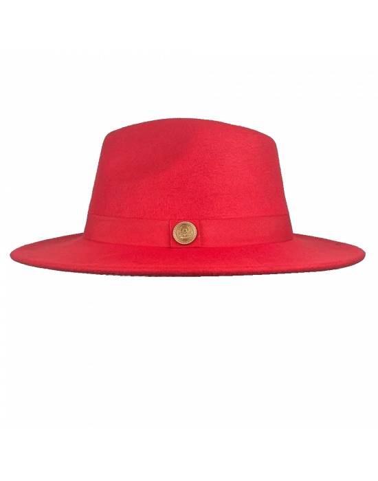 İsme Özel Panama Fötr Şapka - AB01004 - Kırmızı