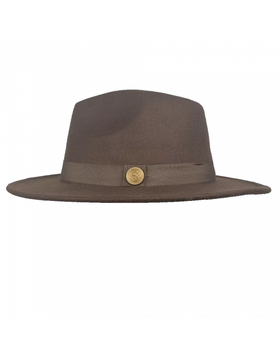 İsme Özel Panama Fötr Şapka - AB01004 - Koyu Kahverengi