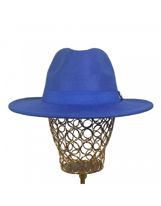 İsme Özel Panama Fötr Şapka - AB01004 - Saks Mavisi