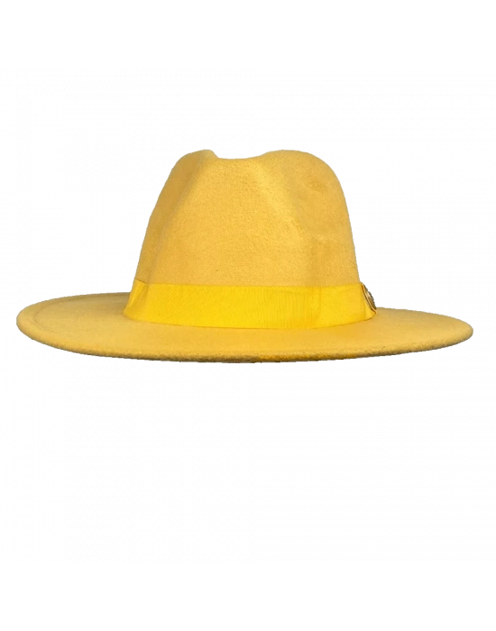 İsme Özel Panama Fötr Şapka - AB01004 - Sarı