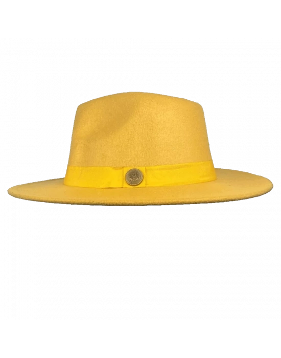 İsme Özel Panama Fötr Şapka - AB01004 - Sarı