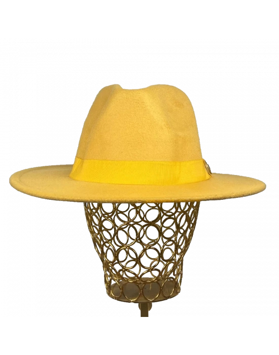 İsme Özel Panama Fötr Şapka - AB01004 - Sarı
