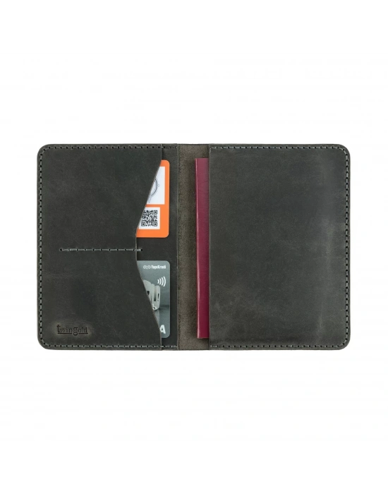 İsme Özel Pasaport Kılıfı - %100 Crazy Deri - AK02002 - Antrasit