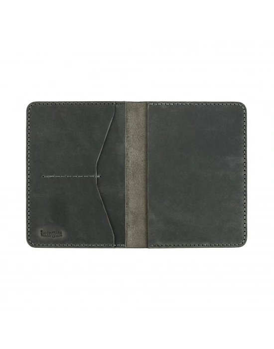 İsme Özel Pasaport Kılıfı - %100 Crazy Deri - AK02002 - Antrasit