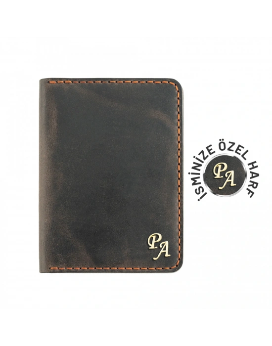 İsme Özel Pasaport Kılıfı - %100 Crazy Deri - AK02002 - Kahverengi