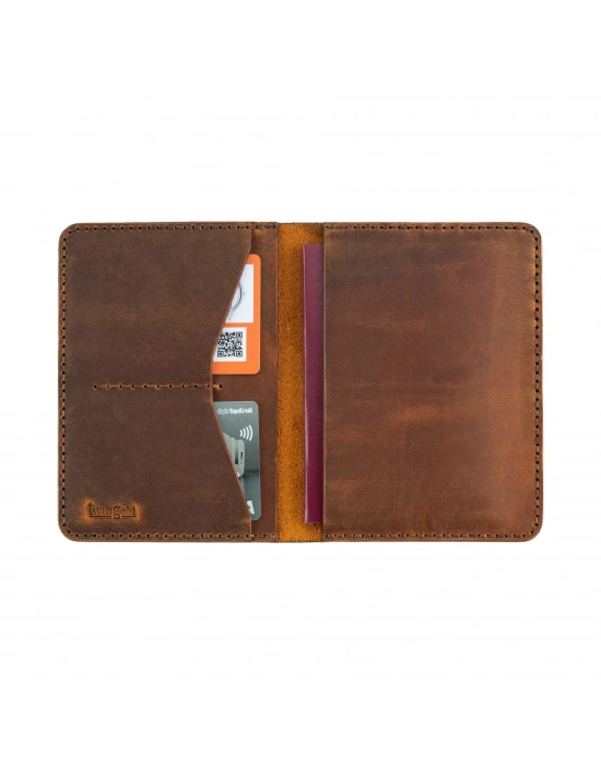 İsme Özel Pasaport Kılıfı - %100 Crazy Deri - AK02002 - Taba