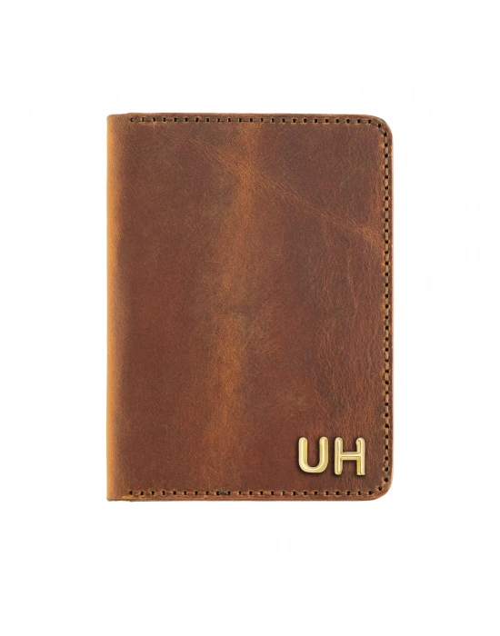 İsme Özel Pasaport Kılıfı - %100 Crazy Deri - AK02002 - Taba