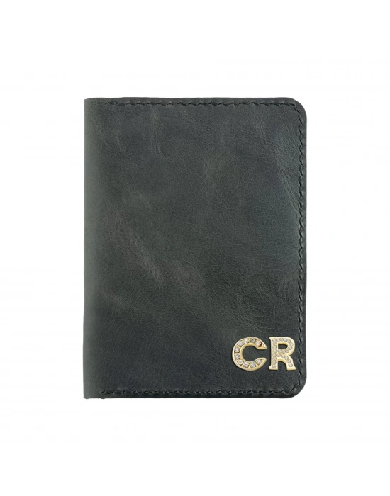 İsme Özel Pasaport Kılıfı - %100 Rainbow Deri - AK02003 - Antrasit