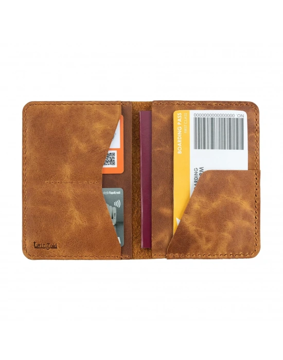 İsme Özel Pasaport Kılıfı - %100 Rainbow Deri - AK02003 - Camel