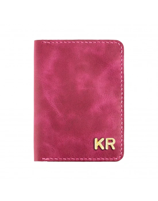 İsme Özel Pasaport Kılıfı - %100 Rainbow Deri - AK02003 - Fuşya