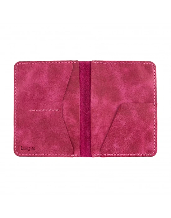 İsme Özel Pasaport Kılıfı - %100 Rainbow Deri - AK02003 - Fuşya