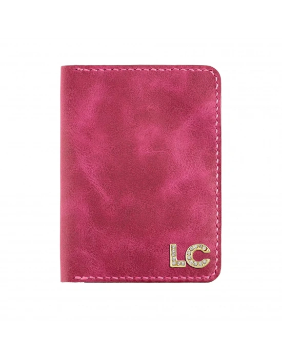 İsme Özel Pasaport Kılıfı - %100 Rainbow Deri - AK02003 - Fuşya