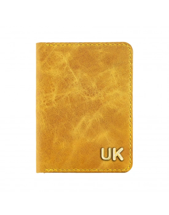 İsme Özel Pasaport Kılıfı - %100 Rainbow Deri - AK02003 - Hardal Sarısı