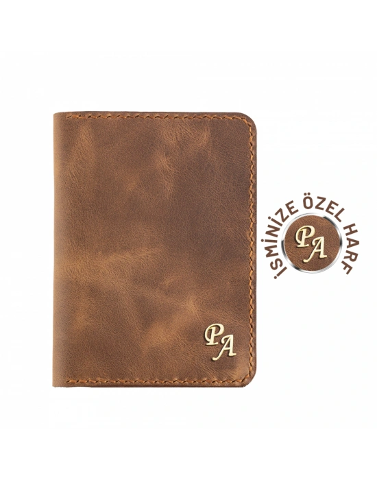 İsme Özel Pasaport Kılıfı - %100 Rainbow Deri - AK02003 - Kahverengi