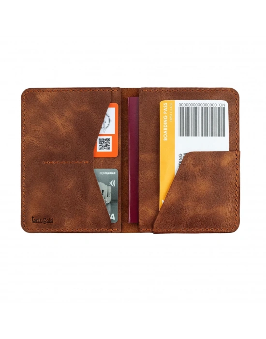 İsme Özel Pasaport Kılıfı - %100 Rainbow Deri - AK02003 - Kahverengi