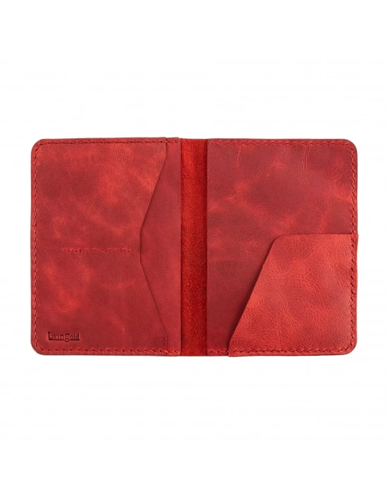 İsme Özel Pasaport Kılıfı - %100 Rainbow Deri - AK02003 - Kırmızı