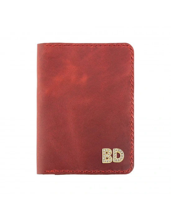 İsme Özel Pasaport Kılıfı - %100 Rainbow Deri - AK02003 - Kırmızı