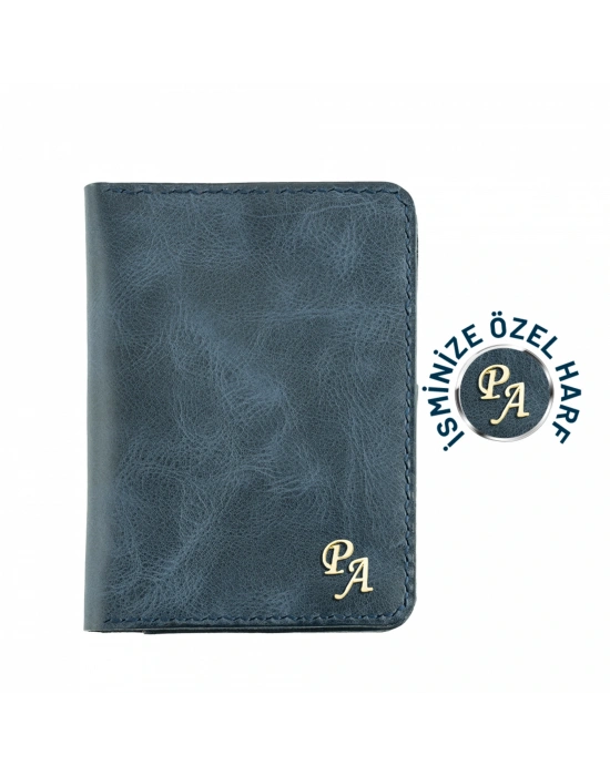 İsme Özel Pasaport Kılıfı - %100 Rainbow Deri - AK02003 - Lacivert