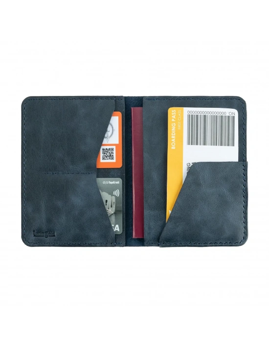 İsme Özel Pasaport Kılıfı - %100 Rainbow Deri - AK02003 - Lacivert