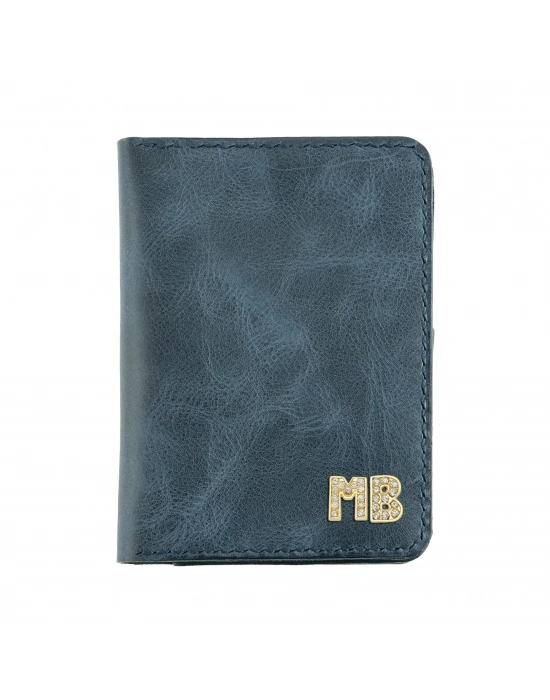 İsme Özel Pasaport Kılıfı - %100 Rainbow Deri - AK02003 - Lacivert