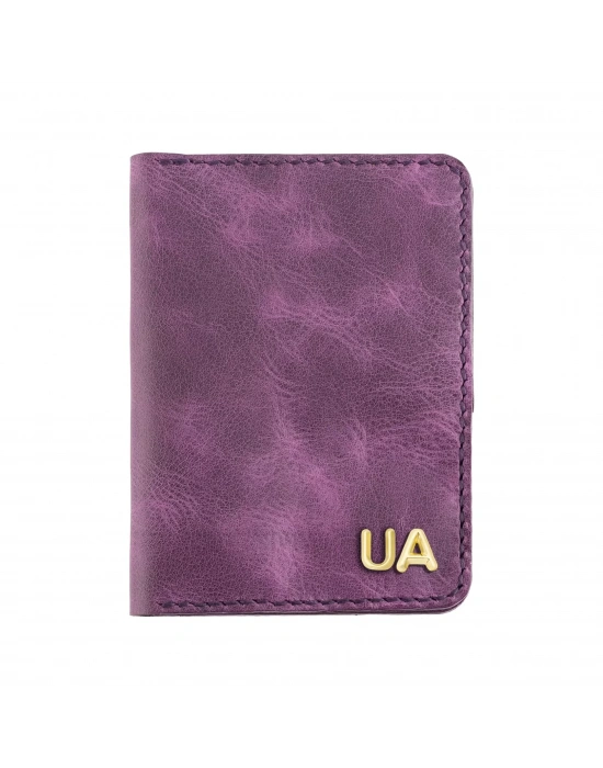 İsme Özel Pasaport Kılıfı - %100 Rainbow Deri - AK02003 - Mor