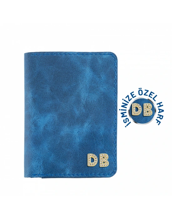 İsme Özel Pasaport Kılıfı - %100 Rainbow Deri - AK02003 - Saks Mavisi