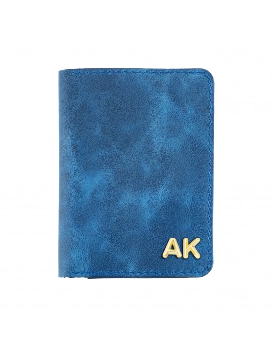 İsme Özel Pasaport Kılıfı - %100 Rainbow Deri - AK02003 - Saks Mavisi