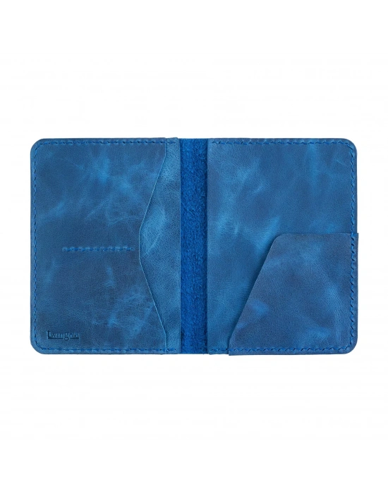 İsme Özel Pasaport Kılıfı - %100 Rainbow Deri - AK02003 - Saks Mavisi