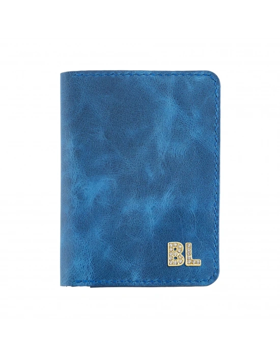 İsme Özel Pasaport Kılıfı - %100 Rainbow Deri - AK02003 - Saks Mavisi