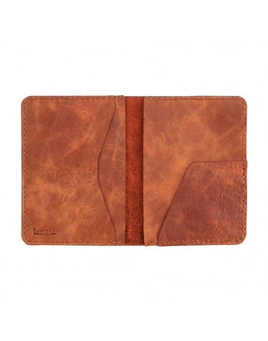 İsme Özel Pasaport Kılıfı - %100 Rainbow Deri - AK02003 - Tobacco