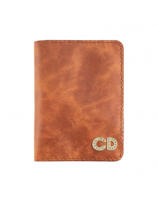 İsme Özel Pasaport Kılıfı - %100 Rainbow Deri - AK02003 - Tobacco