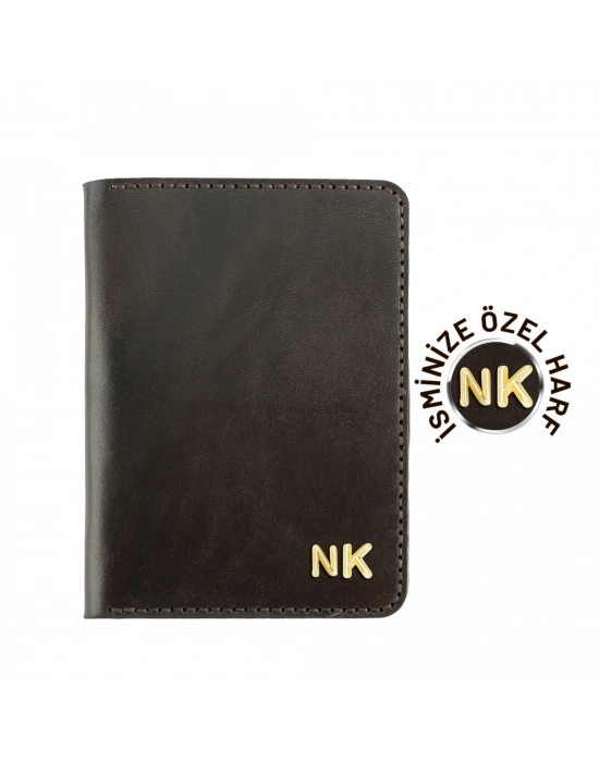İsme Özel Pasaport Kılıfı - %100 Tiesto Deri - AK02001 - Koyu Kahverengi